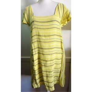 Ace & Jig • Yellow Striped Linen Cotton Square Neck Dress